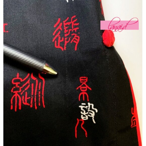 Anne Carson Silk Chinese Asian Oriental Chinoiserie Black Red White Skort Skirt - Picture 4 of 10